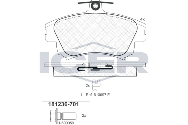 181236-701 колодки дисковые передние !\ Volvo S40/V40 1.6i-1.9Di 97-03 181236701 ICER