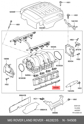 прокладка впускного коллектора!\ Land Rover Range Rover/Range Rover Sport 4.4 02 4628235 LAND ROVER