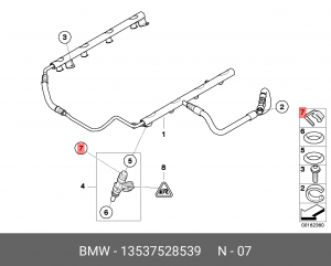 Скоба BMW 1 (E81,E82) форсунки топливной стопорная OE 13 53 7 528 539 BMW
