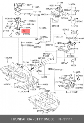 Насос топливный HYUNDAI Starex H-1 (01-) (2.4),Tucson (07-) (2.0/2.7) OE 31111-0M000 HYUNDAI KIA