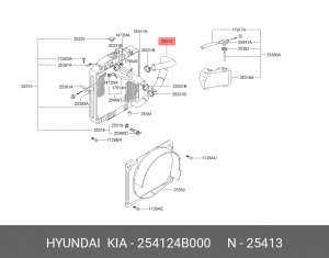 Патрубок HYUNDAI H-100 системы охлаждения OE 254124B000 HYUNDAI KIA