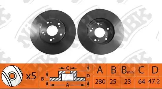 Диск тормозной HONDA Accord передний (1шт.) NIBK RN1405 NIBK
