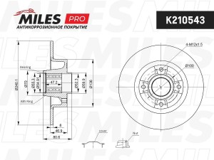 Диск тормозной (серия PRO с антикоррозионным покрытием) RENAULT CLIO III 05-/MEG K210543 MILES