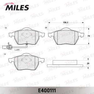 Колодки тормозные передние (с датчиком) (Смесь Low-Metallic) (FORD GALAXY (WGR), E400111 MILES