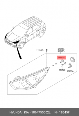 Лампа HIR2 12Vх55W HYUNDAI Tucson (14-),i40 (12-) ближнего света OE 1864755002L HYUNDAI KIA
