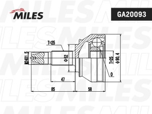 ШРУС наружный FIAT MAREA/BRAVO/BRAVA/ALFA ROMEO 145-147 1.6-2.0 94-01 (SKF VKJA3 GA20093 MILES