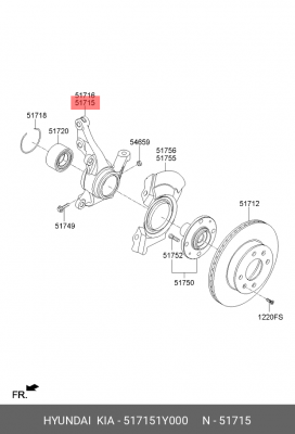 Кулак поворотный KIA Picanto (11-) левый OE 517151Y000 HYUNDAI KIA