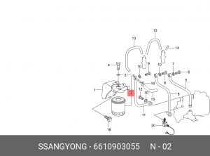 Фильтр топливный SSANGYONG Rexton (02-),Musso,Istana,Korando (OM600) OE 6610903055 SSANG YONG
