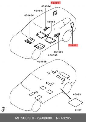 7260B088 ШУМОИЗОЛЯТОР ЗАДНЕГО КРЫЛА 7260B088 MITSUBISHI