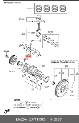 ZJY111SK0 MAZDA Полукольца комплект 0.25 ZJY111SK0 MAZDA