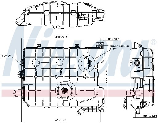 бачок расширительный! с крышкой и датчиком\ RVI Kerax (97-) 260 996058 NISSENS
