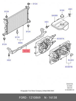 Кронштейн FORD Focus (99-04) крепления радиатора нижний OE 1 210 869 FORD