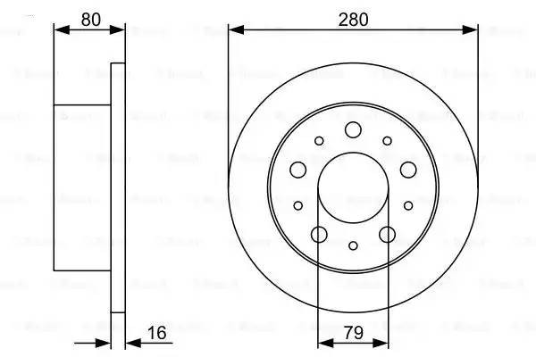 Диск тормозной PEUGEOT Boxer (02-) CITROEN Jumper (02-) FIAT Ducato (02-) задний 0 986 479 316 BOSCH