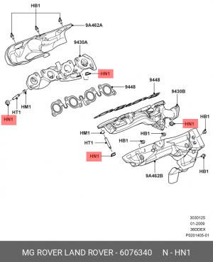 ГАЙКАNUT - HEX. - FLANGED 6076340 6076340 LAND ROVER