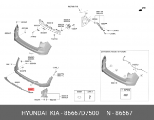 86667D7500 Заглушка зад бампера Tucson 86667D7500 HYUNDAI KIA