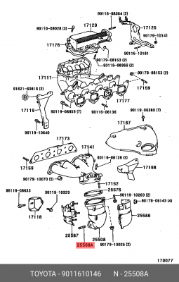 Шпилька коллектора выпускногоЬКА ПРИЕМ.ТРУБЫ TOYOTA 90116-10146 90116-10146 TOYOTA