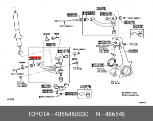 пер.сайлентблок нижн.пер.рычага!\ Toyota Land Cruiser 120/Prado GRJ/KDJ120 48654-60030 TOYOTA