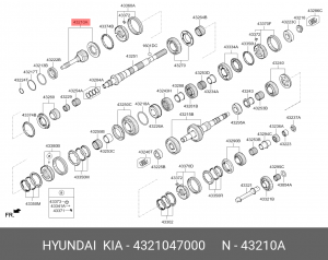 Вал КПП HYUNDAI HD35 (17-) первичный OE 4321047000 HYUNDAI KIA