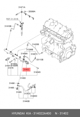 Регулятор HYUNDAI Starex H-1 (07-),Santa Fe (06-) (TCI) давления топлива OE 314022A400 HYUNDAI KIA