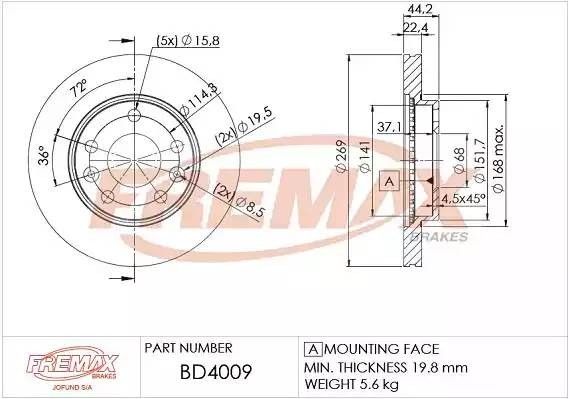 диск тормозной передний!\ Renault Duster 1.6/1.5DCi 10> BD4009 FREMAX