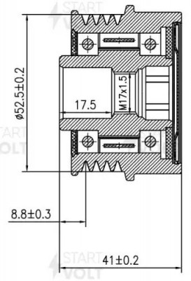 Шкив с обгонной муфтой генер. для а/м Ford Kuga II (13-) 2.5i (SGP 1753) SGP 1753 START VOLT