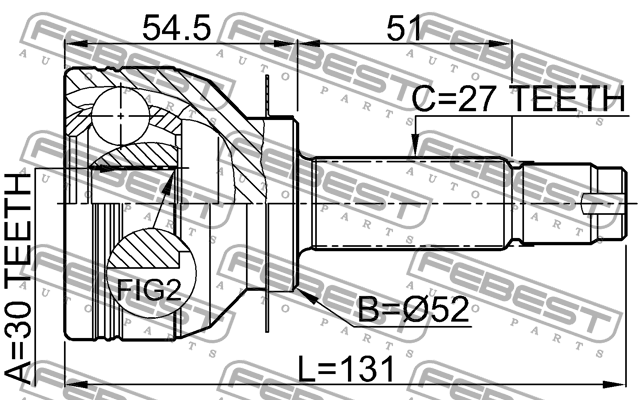 ШРУС внешний SUBARU LEGACY B13 2003.05-2009.05 0810-B13 0810-B13 FEBEST