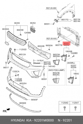 ПРОТИВОТУМАННАЯ ФАРА 92201-M0000 92201M0000 HYUNDAI KIA