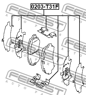 Комплект монтажный для дисковых колодок NISSAN QASHQAI 2006-2013 0203-T31F 0203-T31F FEBEST
