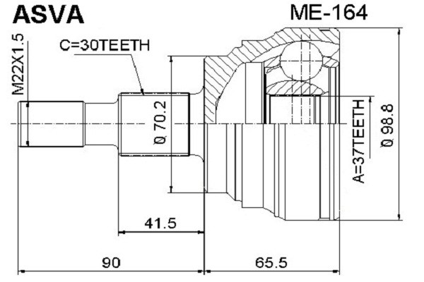 ШРУС НАРУЖНЫЙ 37x70x30 [12] ME164 ME-164 ASVA