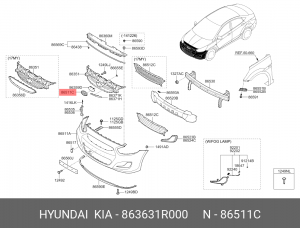 Эмблема решетки радиатора HYUNDAI Solaris (10-) OE 863631R000 HYUNDAI KIA