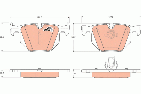 Колодки тормозные BMW E60 задние (4шт.) TRW GDB1727 TRW
