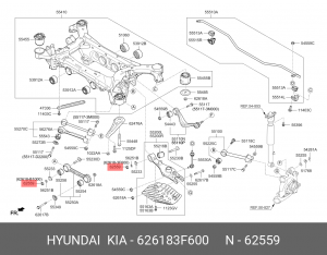 Гайка HYUNDAI Equus (09-) болта крепления рычага заднего OE 626183F600 HYUNDAI KIA
