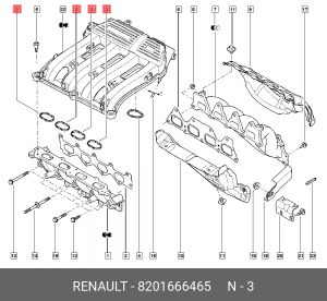 Прокладка впускного коллектора RENAULT 8201 666 465 8201666465 RENAULT