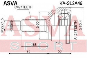 ШРУС НАРУЖНЫЙ 24x60x27 12 KASL2A46 KA-SL2A46 ASVA