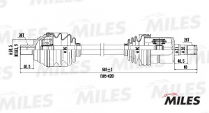 Привод в сборе левый AUDI A3/SKODA OCTAVIA/VW PASSAT/GOLF 1.6-2.0 03- (GKN 30476 GC01006 MILES