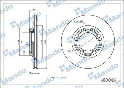 Диск тормозной HYUNDAI Starex H-1 (01-) передний (1шт.) MANDO MBC030137 MANDO