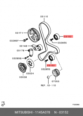 Ролик направляющий ремня грм MITSUBISHI 1145A078 1145A078 MITSUBISHI