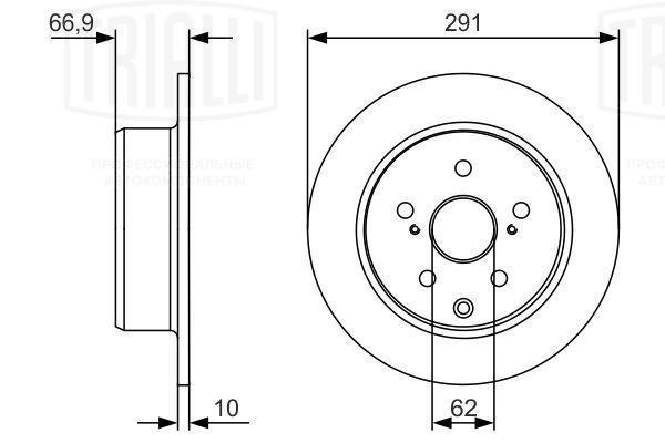 Диск торм. Toyota Mark II X90 (92-)/X100 (96-) зад. d=291 (DF 190117)  2шт DF 190117 TRIALLI