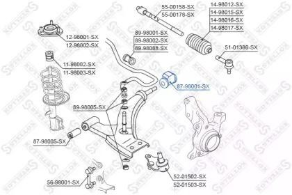Сайлентблок TOYOTA Corolla (87-92) рычага переднего задний STELLOX 87-98001-SX STELLOX