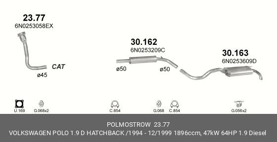 ТРУБА ГЛУШИТЕЛЯ ПРИ МНАЯ С ГОФРОЙ 23.77 POLMOSTROW
