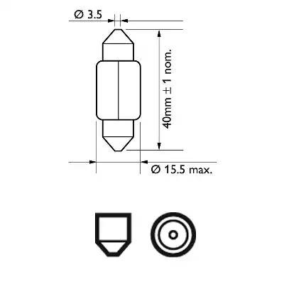 Лампа 12V C5W SV8.5-8 PHILIPS 12850CP PHILIPS