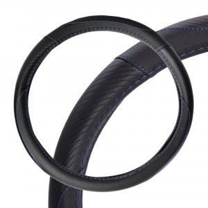 Оплетка на руль, искусст. кожа, текстура карбон, черная, син. прошивка, 38 см/М  AWS-LI-16M AIRLINE