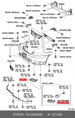 решетка бампера перед.с отв.п/противот лев.\ Toyota Camry 06> 52128-33050 TOYOTA