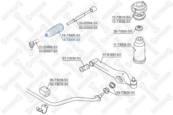 пыльник рейки рулевой!\ Daewoo Matiz 98> 14-73009-SX STELLOX