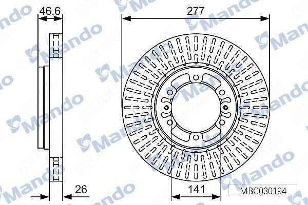Диск тормозной HYUNDAI Grandeur (05-) KIA Opirus (06-) передний (1шт.) MANDO MBC030195 MANDO
