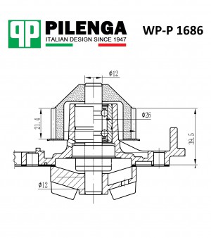 Помпа системы охлаждения LOGAN, KENGOO, SANDERO, CLIO II WP-P1686 WPP1686 PILENGA