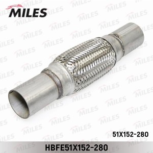 Труба гофрированная (гофра) патрубками и внутренним плетением 51X152-280 (BOSAL  HBFE51X152-280 MILES