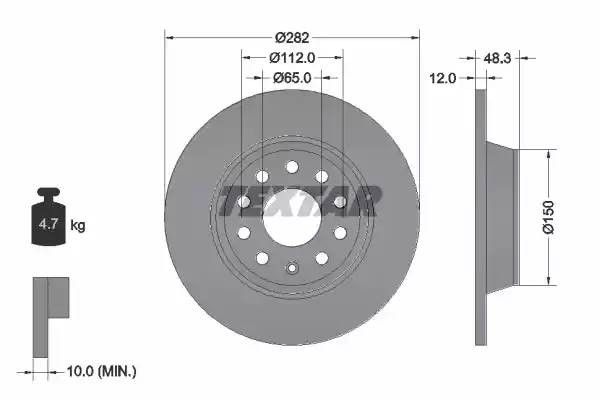 Диск тормозной VW Golf,Jetta,Tiguan AUDI A1,A3,TT задний (1шт.) TEXTAR 92140803 TEXTAR