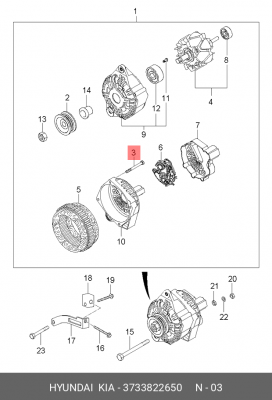 Болт HYUNDAI KIA OE 3733822650 HYUNDAI KIA