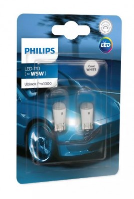 Лампа сигнальная LED Philips Ultinon Pro3000 [?W5W] к-т 2 шт 11961U30CWB2 11961U30CWB2 PHILIPS